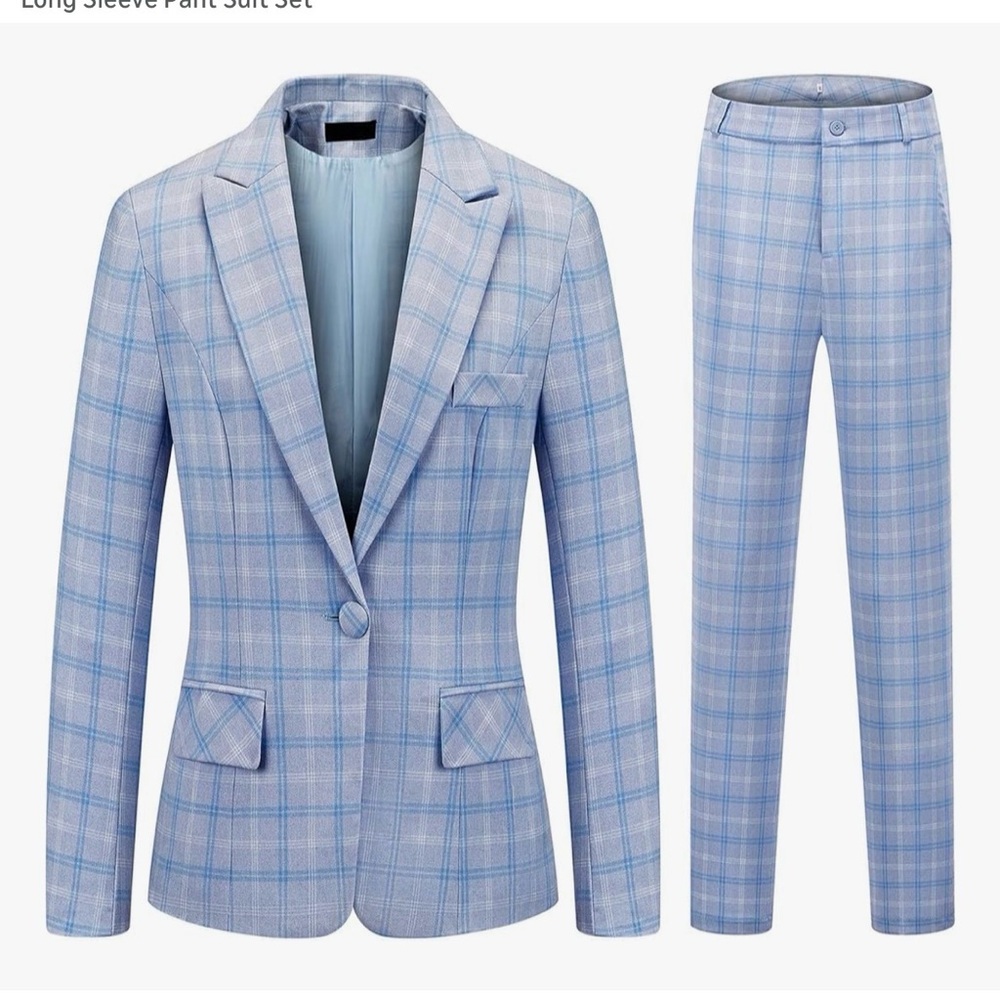 Women’s Blue Plaid Women's Suit Set Sz S